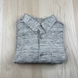 Naked & Famous Mens Heather Gray Mix Twill Modern Easy Button Down Shirt Size XL